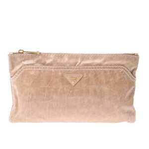 PRADA Beige Pink Tan Calfskin Clutch Bag